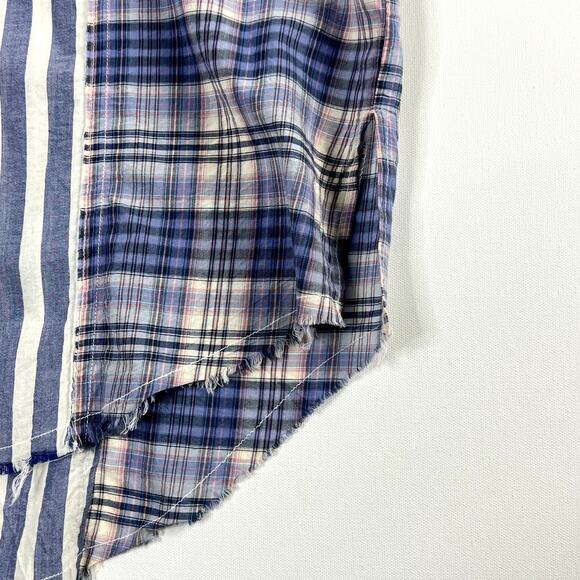 BDG Stevie Spliced Button Down Shirt Short Sleeve Relaxed Blue Womens Small - Picture 7 of 12